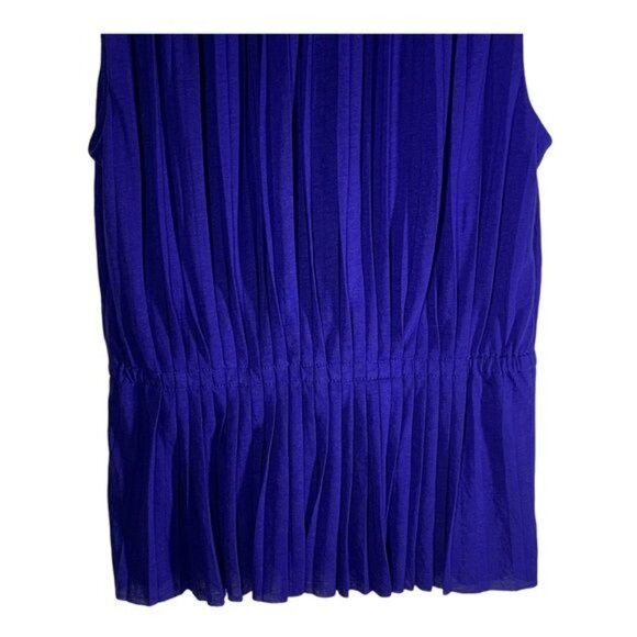 J. Crew Sleeveless Pleated Blue Tank Blouse XXS Dressy Work Top - Picture 8 of 8
